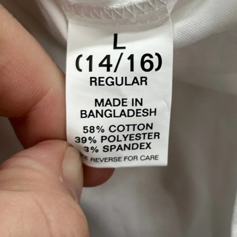 Chaps Button Down Shirt Boys L 14/16 White Stretch Long Sleeve Casual Preppy New